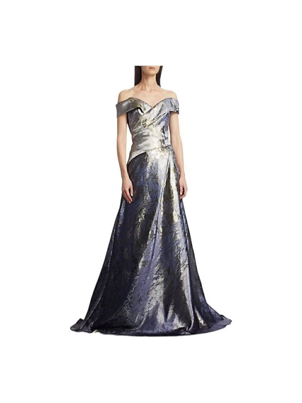 Rene Ruiz Metallic Off-the-Shoulder Gown size 4 NWT